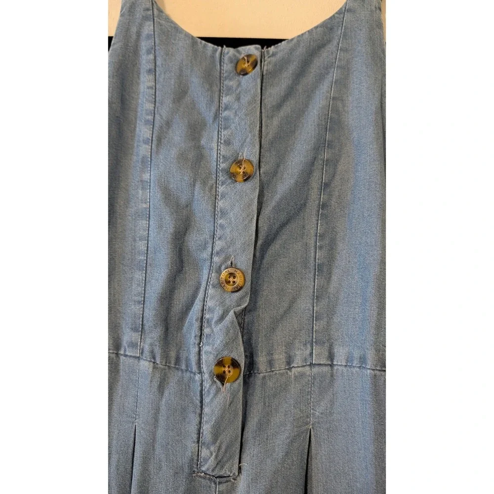Habitual Kid Girls Denim Jumpsuit‎ Medium Stone Blue Wide Leg Tie Back Size 7-8